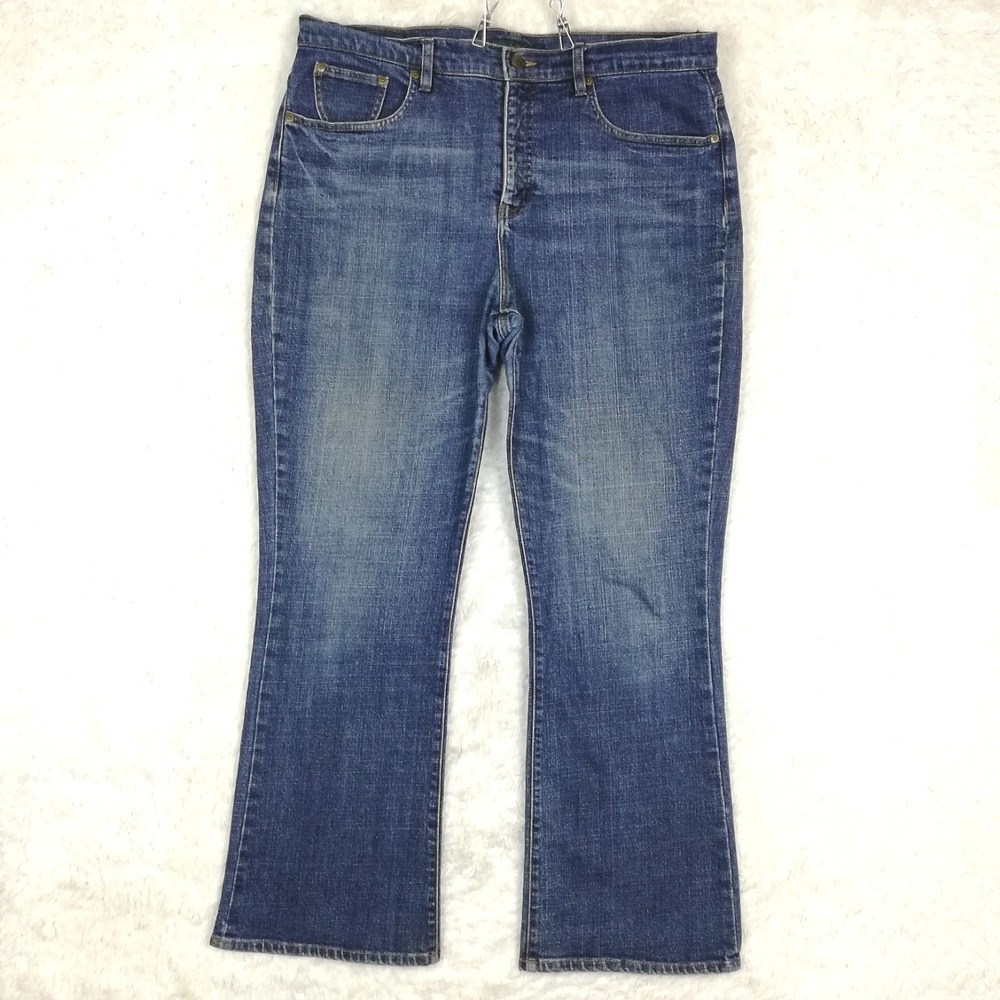 Lauren Jeans Co Jeans Womens Boot Cut Blue Denim High Rise Medium Wash‎ 14